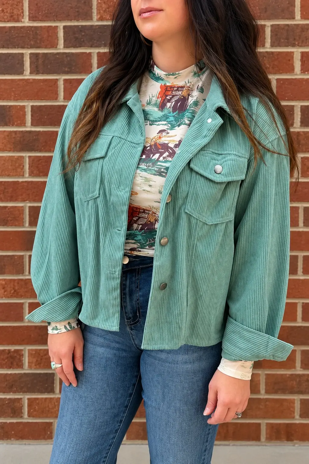 Vintage Corduroy Button-Up Shirt Jacket